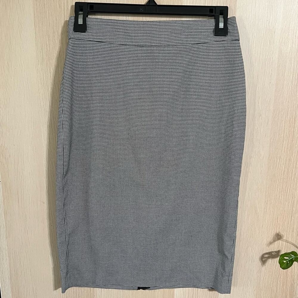 Zara Basics Houndstooth Faux Leather Zipper Pencil Skirt